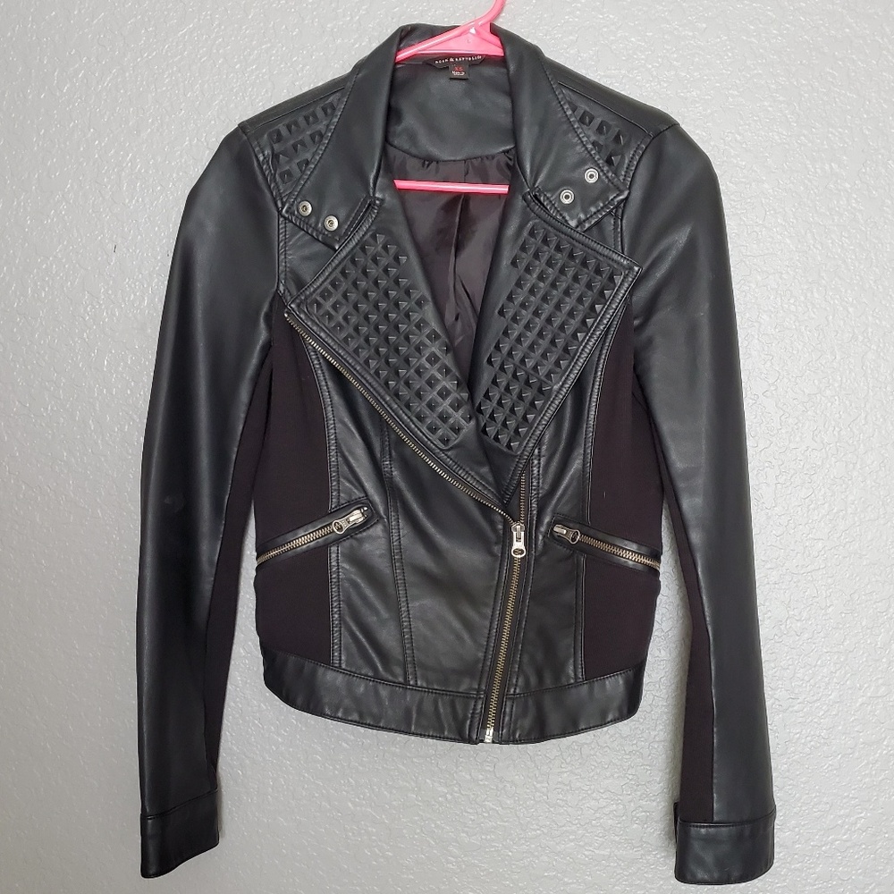 Leather jacket with studs